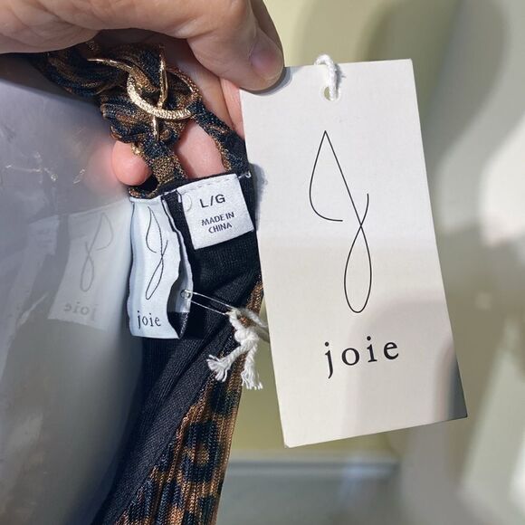 NWT Joie Leopard Print Halter Top Sheath Lightly Pleated Cocktail Dress - Picture 10 of 14